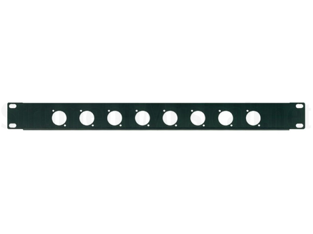 Penn Elcom 1U Pannello Rack Forato Per 8 Connettori D – Nero, Acciaio, Per Neutrik Serie D, Altezza 43,8mm, Larghezza 482,6mm