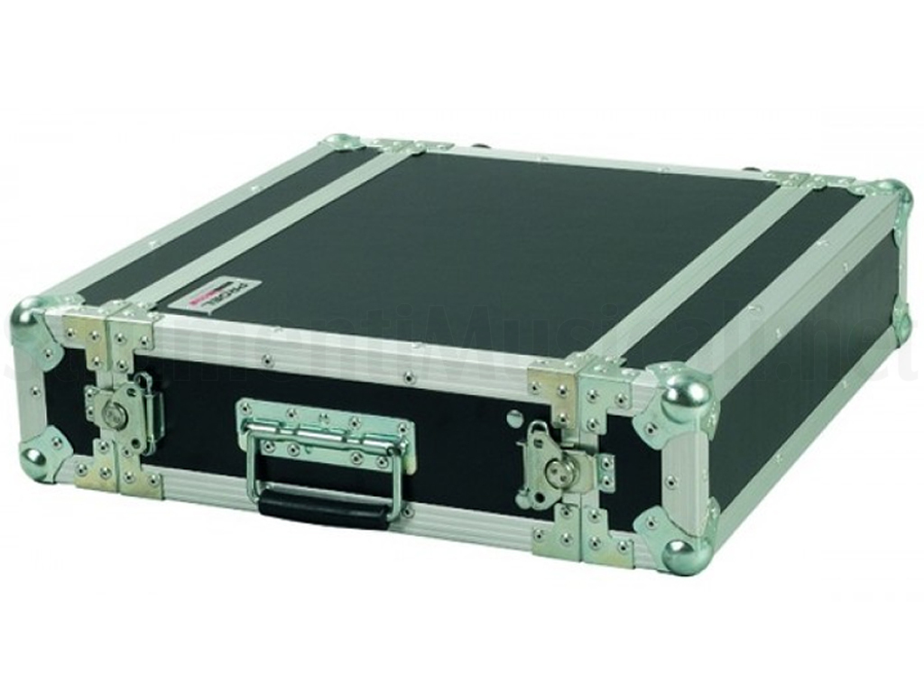 Flightcase 2HE 35cm Rack - Chiusura A Farfalla, Binari Anteriore/posteriore, Maniglia, MF-Cases