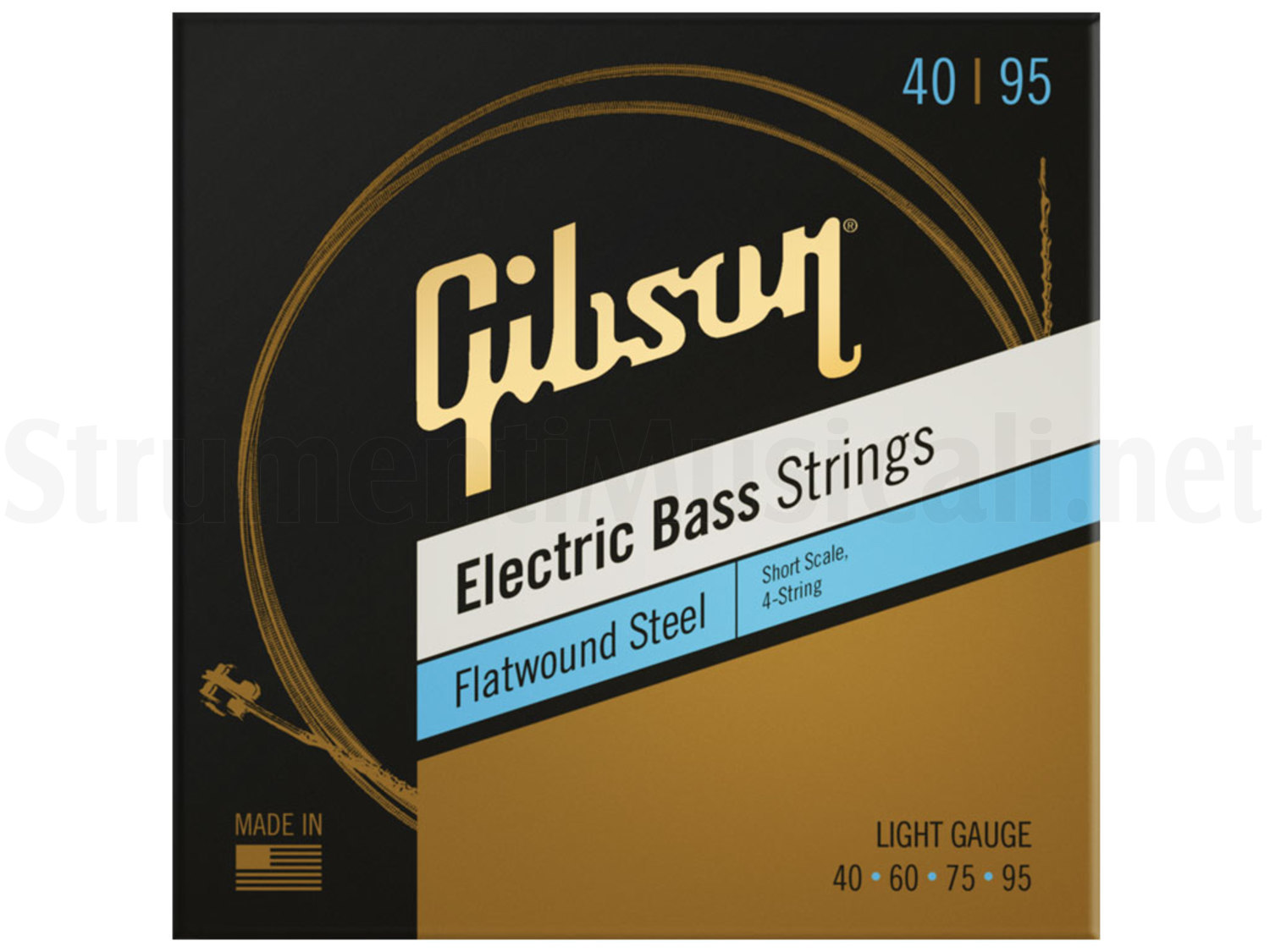 GIBSON Short Scale Flatwound Electric Bass Strings Light Strumenti