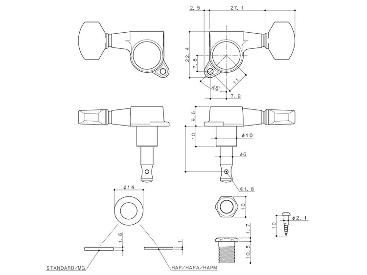 NUOVO Set Di Tasti Tuning Gotoh SG381-04 L3+R3 Con Pulsanti Chiave - Foto 5