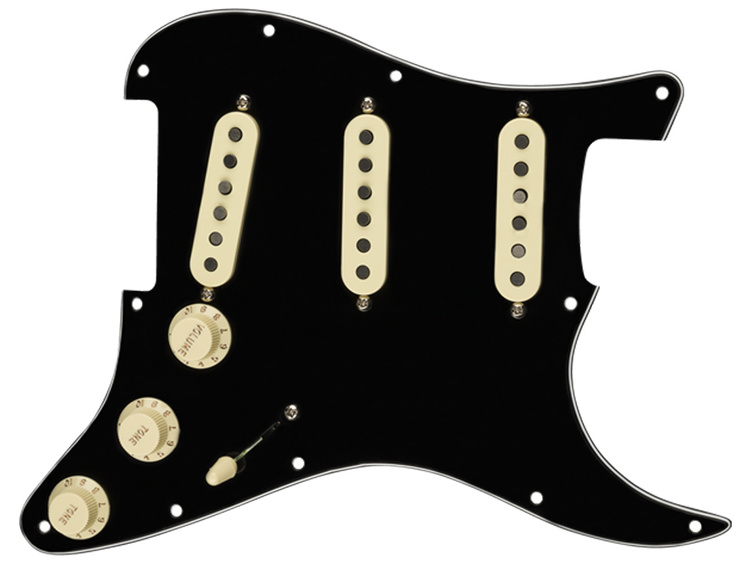 Pickguard Pre-cablato Per Basso Fender Squier PJ Bass - Nero, 3 Strati