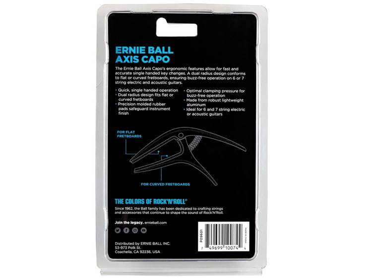 Capo Axis Ernie Ball Radio Dual - Negro | Cuotas Sin Inter&eacute;s