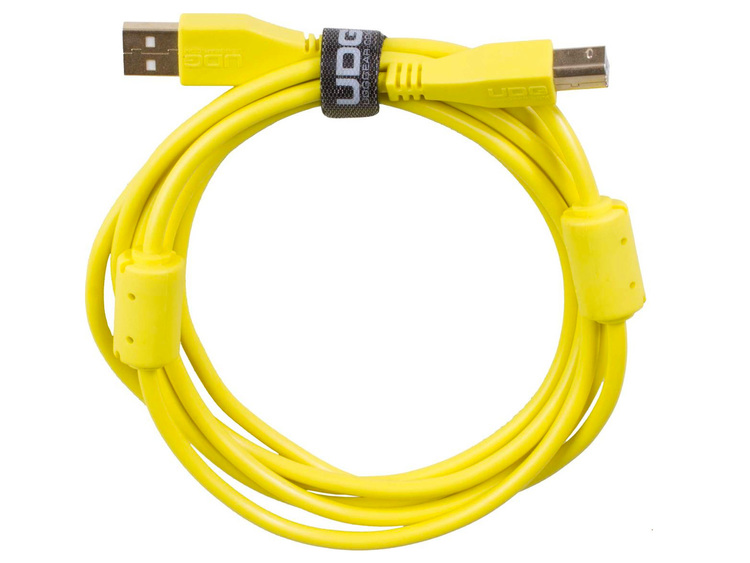 UDG Gear U96001YL Cavo USB 2.0 C To B Ottimizzato Audio - 1.5m Giallo Con Ferrite E Cinghia