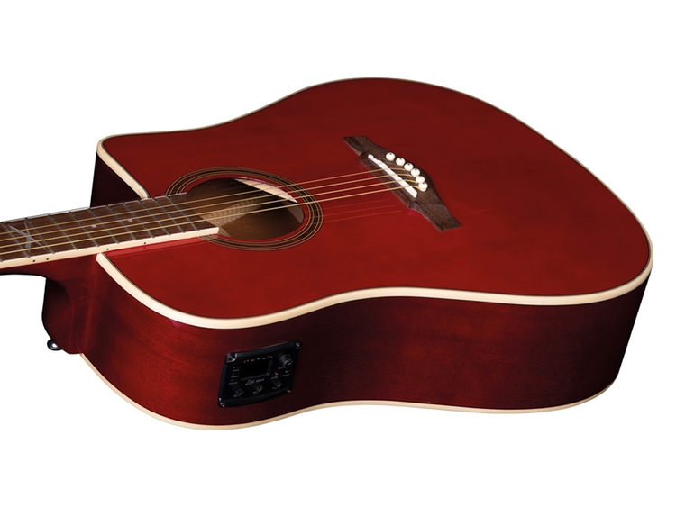 EKO Guitars NXT A100 SEE THROUGH blauw, akoestische gitaar top van sparren, kozijnen en bodem van mahonie, toets uit South American Roupana, kleur blauw