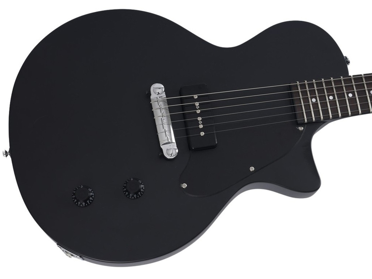 Chitarra Elettrica Solid Body Gialla Con Pickup P90 - Battipanna Nera, Manico Mogano